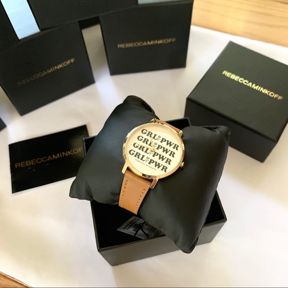 NWT Rebecca Minkoff girl power leather strap watch